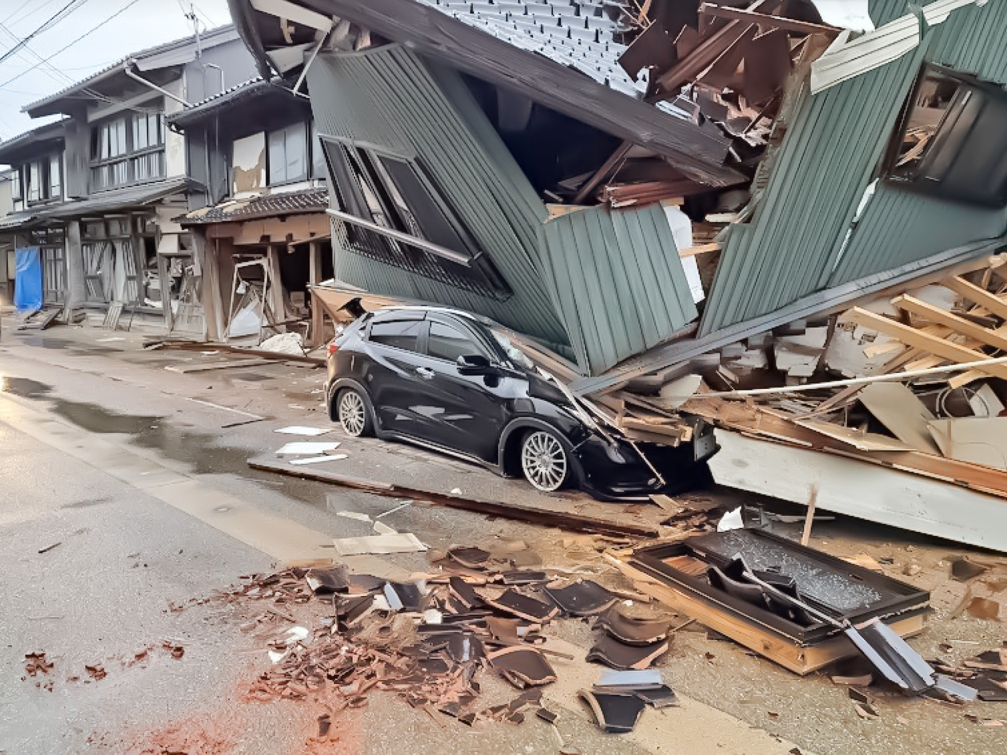 能登半島地震で被害を受け大きく崩れた上野さんの自宅