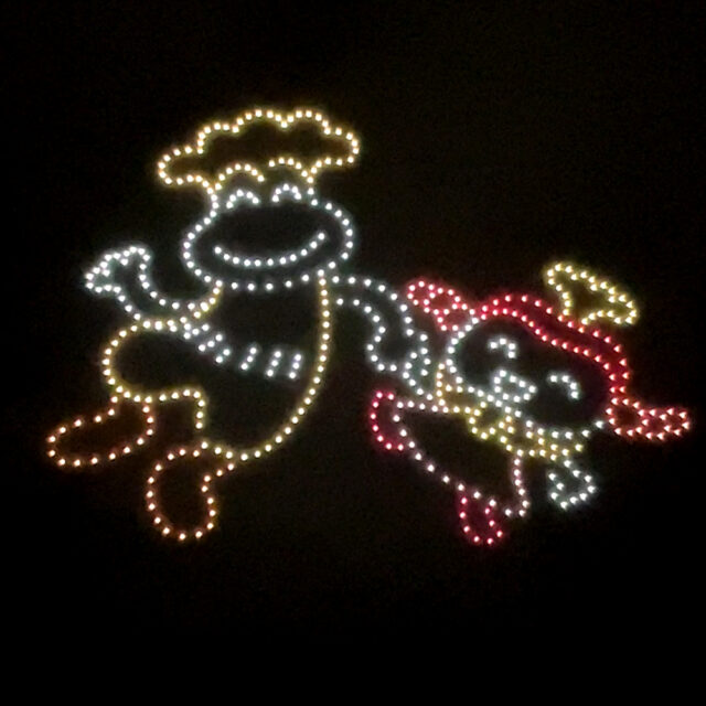 金沢市中央卸売市場の夜空を彩ったドローンショー！「金沢食文化月間2025」