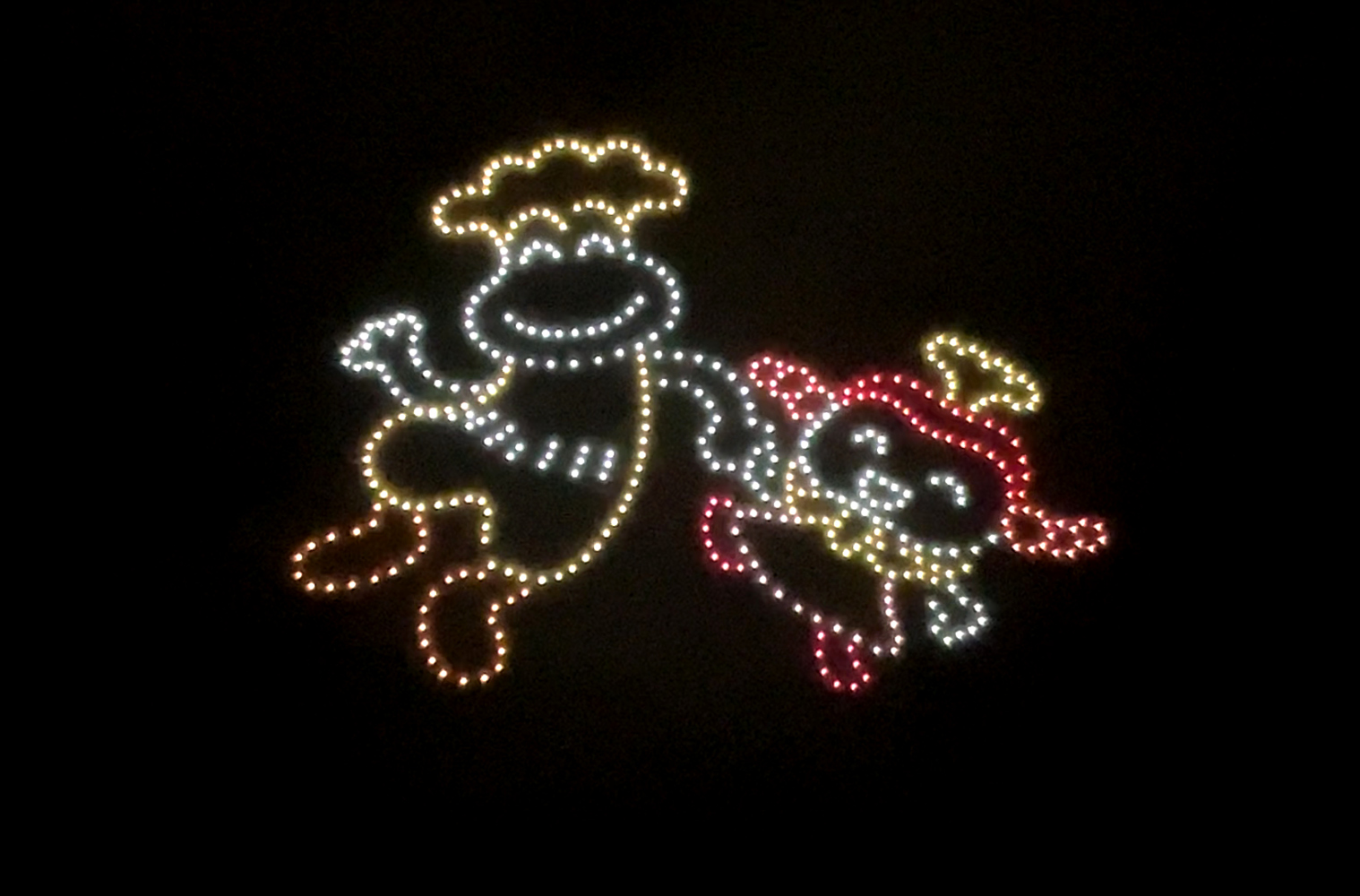 金沢市中央卸売市場の夜空を彩ったドローンショー!「金沢食文化月間2025」